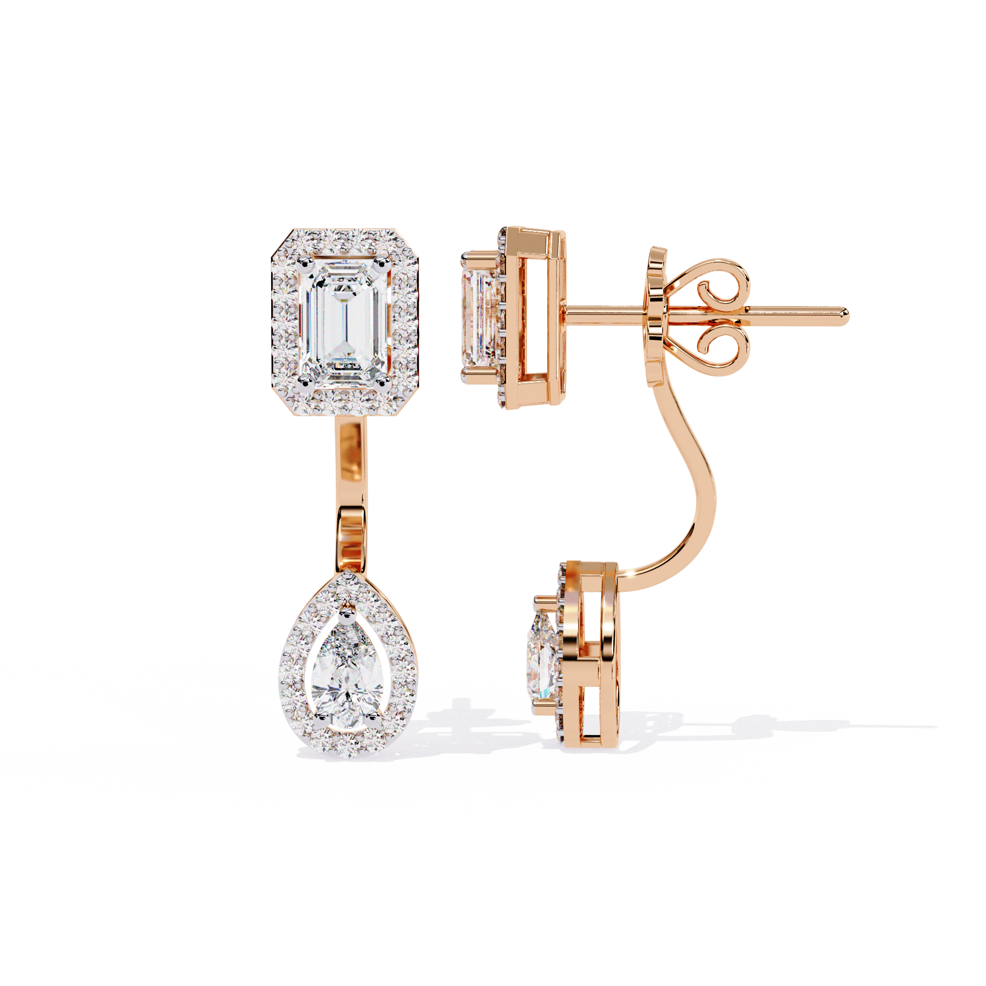 Buy Emerald Teardrop Natural Diamond Earring |Solitairekart